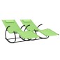vidaXL Tumbona mecedora 2 unidades de acero y textilene verde vidaXL Tumbona mecedora 2 unidades de acero y textilene verde