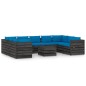 vidaXL Muebles de jardín 10 piezas con cojines madera impregnada gris vidaXL Muebles de jardín 10 piezas con cojines madera impregnada gris