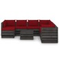 vidaXL Muebles de jardín 9 piezas con cojines madera impregnada gris vidaXL Muebles de jardín 9 piezas con cojines madera impregnada gris