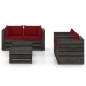 vidaXL Muebles de jardín 6 piezas con cojines madera impregnada gris vidaXL Muebles de jardín 6 piezas con cojines madera impregnada gris