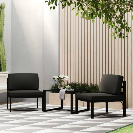 vidaXL Conjunto de sofás de 3 piezas con cojines aluminio antracita