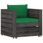 vidaXL Muebles de jardín 12 piezas con cojines madera impregnada gris