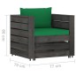 vidaXL Muebles de jardín 12 piezas con cojines madera impregnada gris
