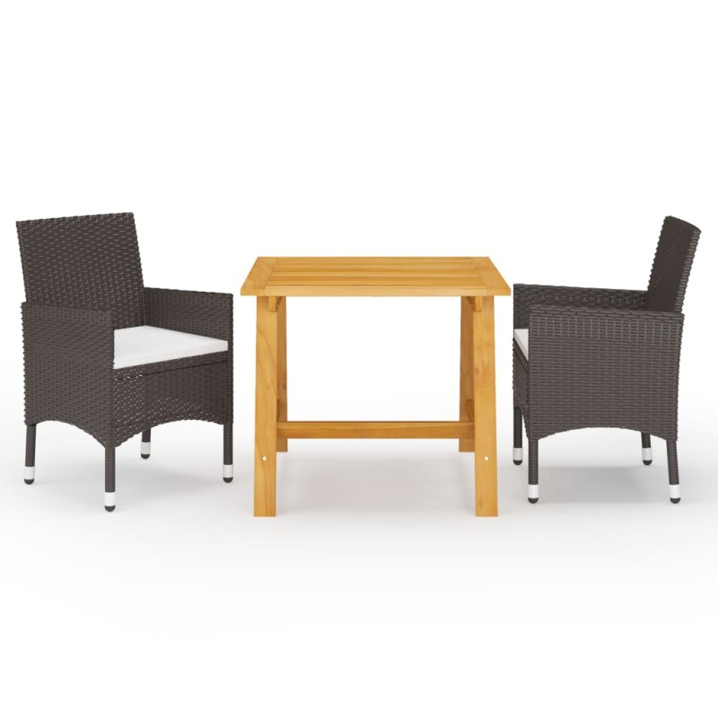 vidaXL Juego de comedor de jardín de 3 piezas marrón vidaXL Juego de comedor de jardín de 3 piezas marrón