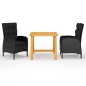 vidaXL Juego de comedor de jardín de 3 piezas negro vidaXL Juego de comedor de jardín de 3 piezas negro