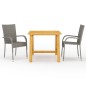 vidaXL Juego de comedor para jardín 3 piezas gris vidaXL Juego de comedor para jardín 3 piezas gris