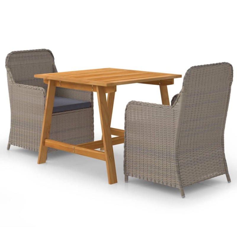vidaXL Juego de comedor para jardín de 3 piezas marrón vidaXL Juego de comedor para jardín de 3 piezas marrón