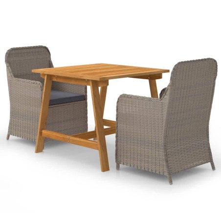 vidaXL Juego de comedor para jardín de 3 piezas marrón