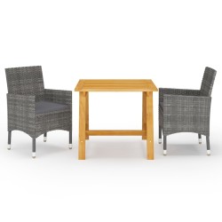vidaXL Juego de comedor de jardín de 3 piezas gris