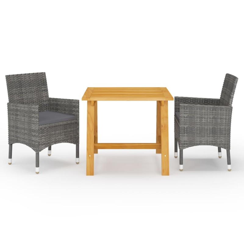 vidaXL Juego de comedor de jardín de 3 piezas gris