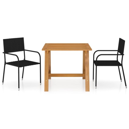 vidaXL Juego de comedor de jardín 3 piezas negro
