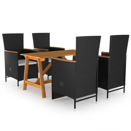vidaXL Juego de comedor para jardín 5 piezas negro