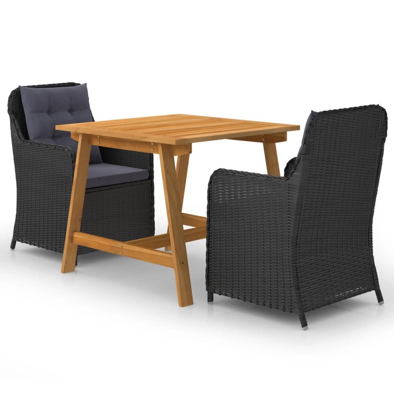 vidaXL Juego de comedor para jardín 3 piezas negro vidaXL Juego de comedor para jardín 3 piezas negro