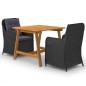 vidaXL Juego de comedor para jardín 3 piezas negro vidaXL Juego de comedor para jardín 3 piezas negro