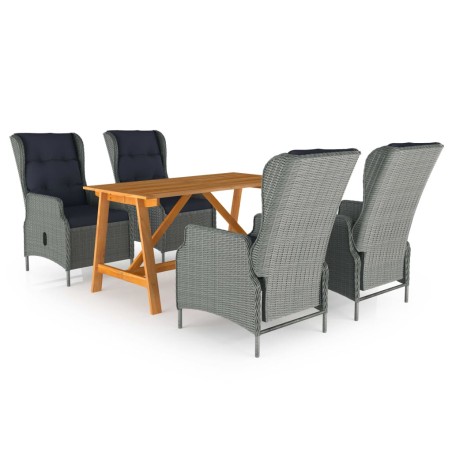 vidaXL Juego de comedor para jardín de 5 piezas gris claro