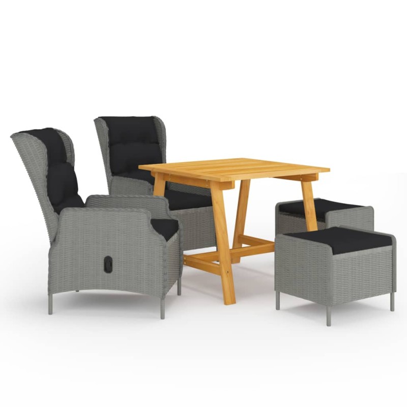 vidaXL Juego de comedor para jardín 5 piezas gris claro vidaXL Juego de comedor para jardín 5 piezas gris claro