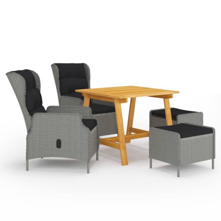 vidaXL Juego de comedor para jardín 5 piezas gris claro