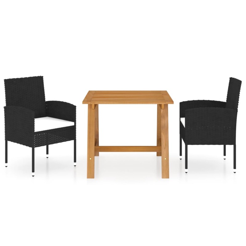 vidaXL Juego de comedor para jardín 3 piezas negro vidaXL Juego de comedor para jardín 3 piezas negro