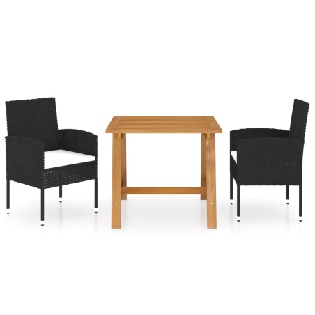 vidaXL Juego de comedor para jardín 3 piezas negro