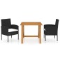vidaXL Juego de comedor para jardín 3 piezas negro vidaXL Juego de comedor para jardín 3 piezas negro