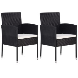 vidaXL Juego de comedor para jardín 3 piezas negro