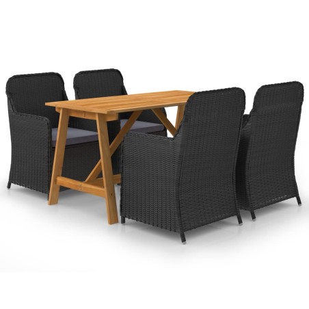 vidaXL Juego de comedor para jardín 5 piezas negro