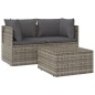 vidaXL Set de muebles de jardín 3 pzas y cojines ratán sintético gris vidaXL Set de muebles de jardín 3 pzas y cojines ratán sintético gris