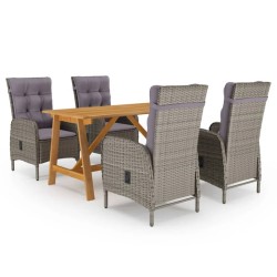 vidaXL Juego de comedor para jardín 5 piezas gris
