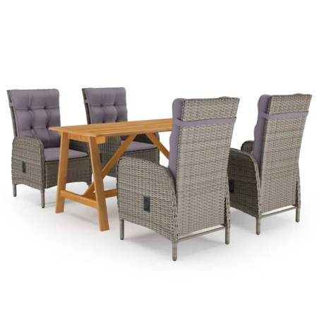 vidaXL Juego de comedor para jardín 5 piezas gris