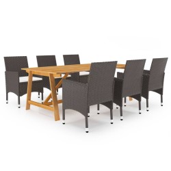 vidaXL Juego de comedor de jardín 7 piezas marrón
