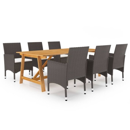 vidaXL Juego de comedor de jardín 7 piezas marrón