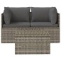 vidaXL Set de muebles de jardín 3 pzas y cojines ratán sintético gris vidaXL Set de muebles de jardín 3 pzas y cojines ratán sintético gris