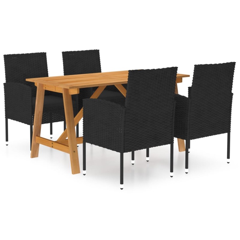 vidaXL Juego de comedor de jardín 5 piezas negro vidaXL Juego de comedor de jardín 5 piezas negro
