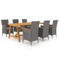 vidaXL Juego de comedor de jardín de 7 piezas gris vidaXL Juego de comedor de jardín de 7 piezas gris