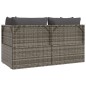 vidaXL Set de muebles de jardín 3 pzas y cojines ratán sintético gris vidaXL Set de muebles de jardín 3 pzas y cojines ratán sintético gris