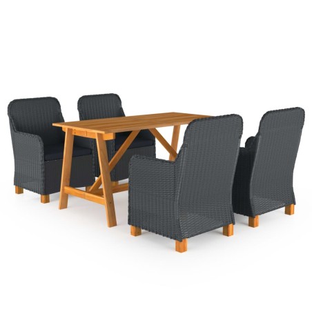 vidaXL Juego de comedor para jardín de 5 piezas gris oscuro