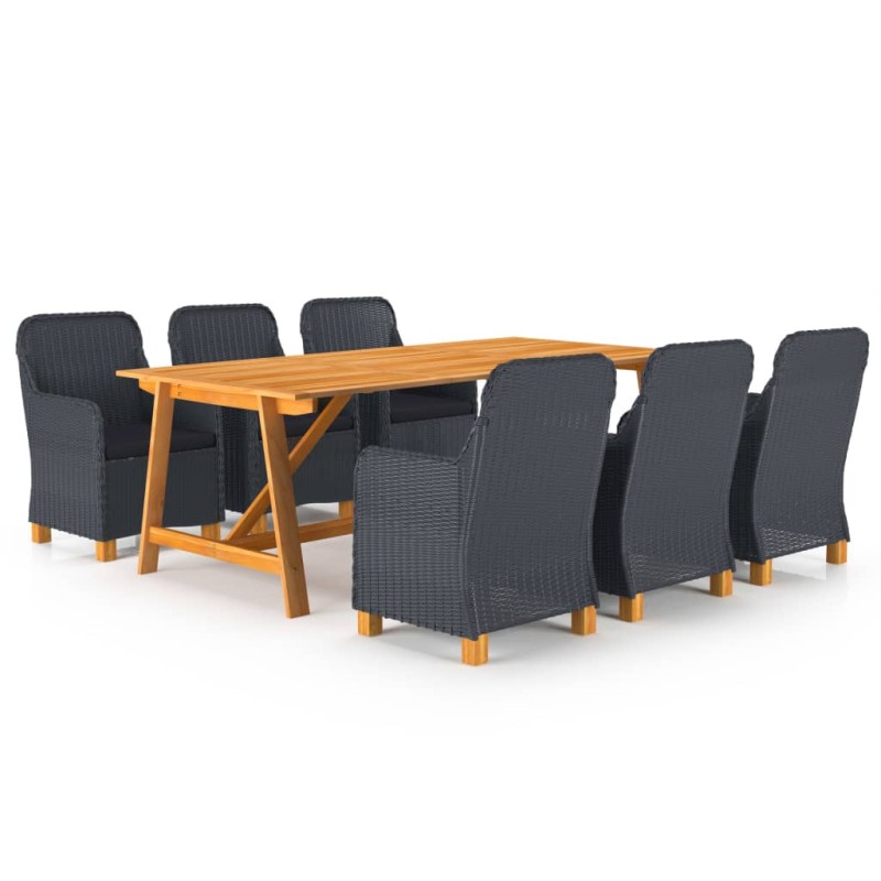 vidaXL Juego de comedor de jardín 7 piezas gris oscuro vidaXL Juego de comedor de jardín 7 piezas gris oscuro