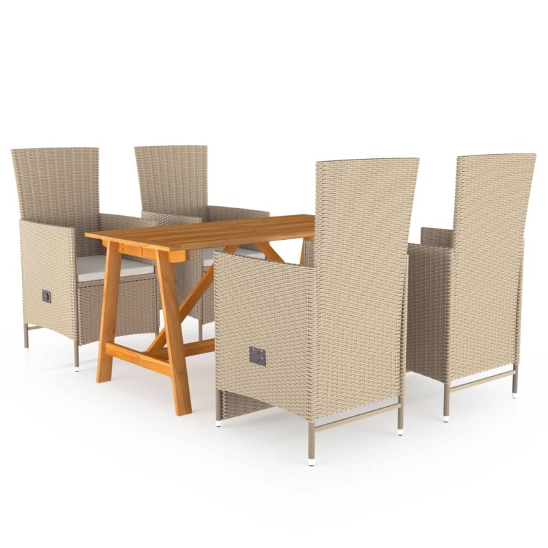 vidaXL Juego de comedor de jardín 5 piezas beige vidaXL Juego de comedor de jardín 5 piezas beige