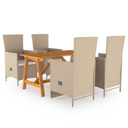 vidaXL Juego de comedor de jardín 5 piezas beige