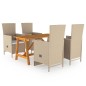 vidaXL Juego de comedor de jardín 5 piezas beige vidaXL Juego de comedor de jardín 5 piezas beige