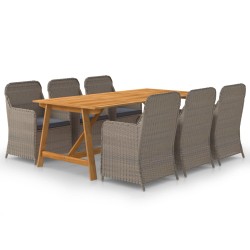 vidaXL Juego de comedor para jardín 7 piezas marrón