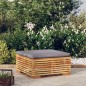 vidaXL Taburete de jardín con cojín gris oscuro madera maciza teca vidaXL Taburete de jardín con cojín gris oscuro madera maciza teca