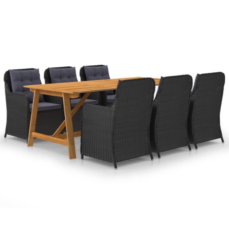 vidaXL Juego de comedor para jardín de 7 piezas negro