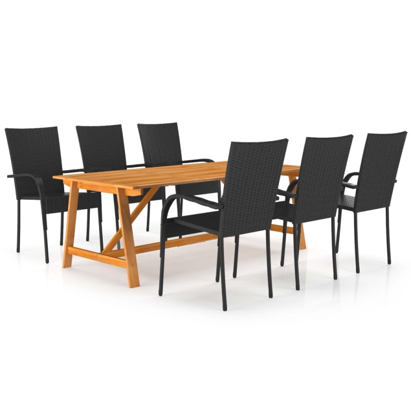 vidaXL Juego de comedor para jardín 7 piezas negro vidaXL Juego de comedor para jardín 7 piezas negro