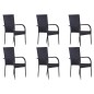 vidaXL Juego de comedor para jardín 7 piezas negro vidaXL Juego de comedor para jardín 7 piezas negro