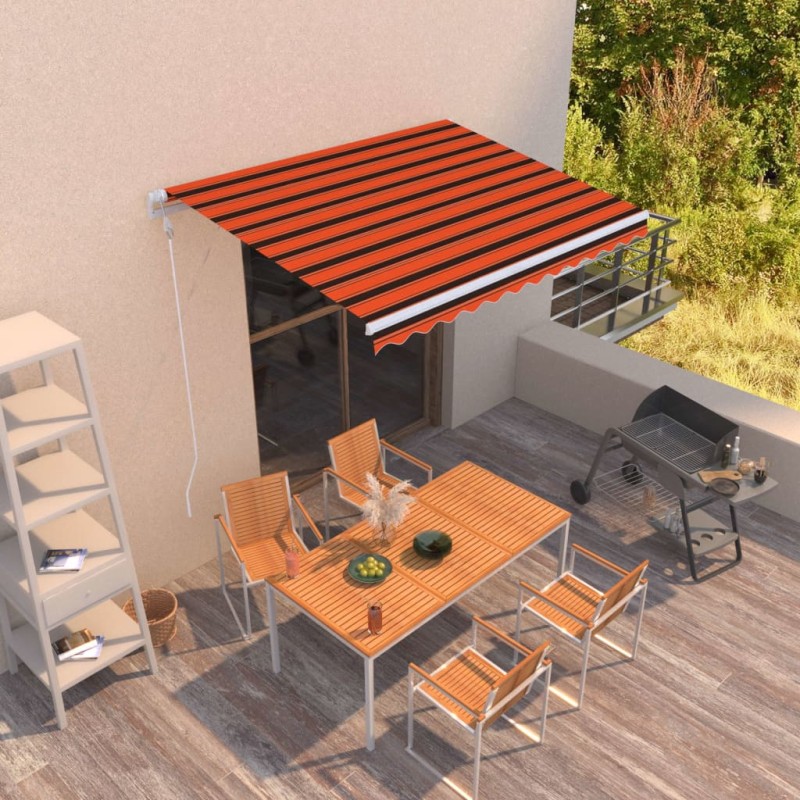 vidaXL Toldo automático retráctil naranja y marrón 300x250 cm vidaXL Toldo automático retráctil naranja y marrón 300x250 cm
