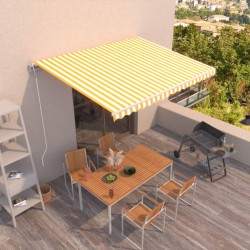 vidaXL Toldo retráctil automático amarillo y blanco 450x300 cm