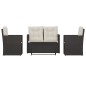 vidaXL Muebles de jardín con cojines 4 piezas ratán sintético negro vidaXL Muebles de jardín con cojines 4 piezas ratán sintético negro