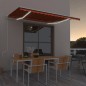 vidaXL Toldo automático LED sensor de viento naranja marrón 450x300 cm vidaXL Toldo automático LED sensor de viento naranja marrón 450x300 cm