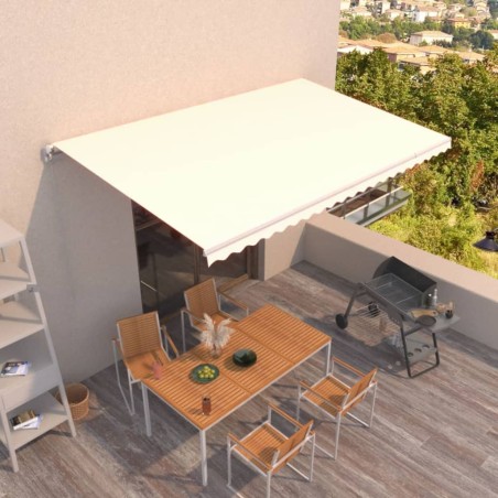 vidaXL Toldo retráctil manual crema 500x350 cm